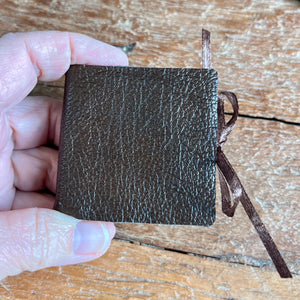 Square handmade mini journal in genuine leather - blank pages