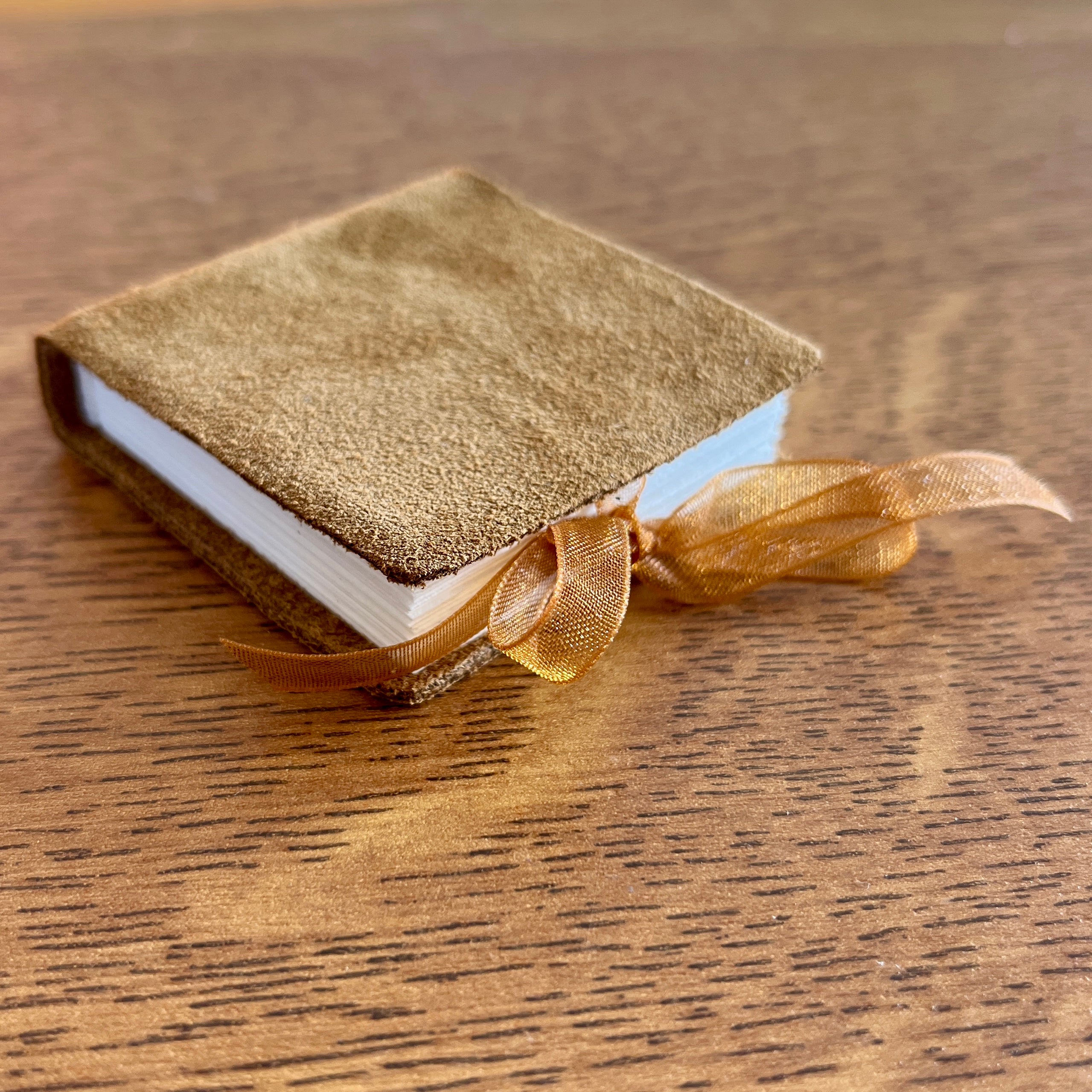 Square handmade mini journal in suede genuine leather - blank pages
