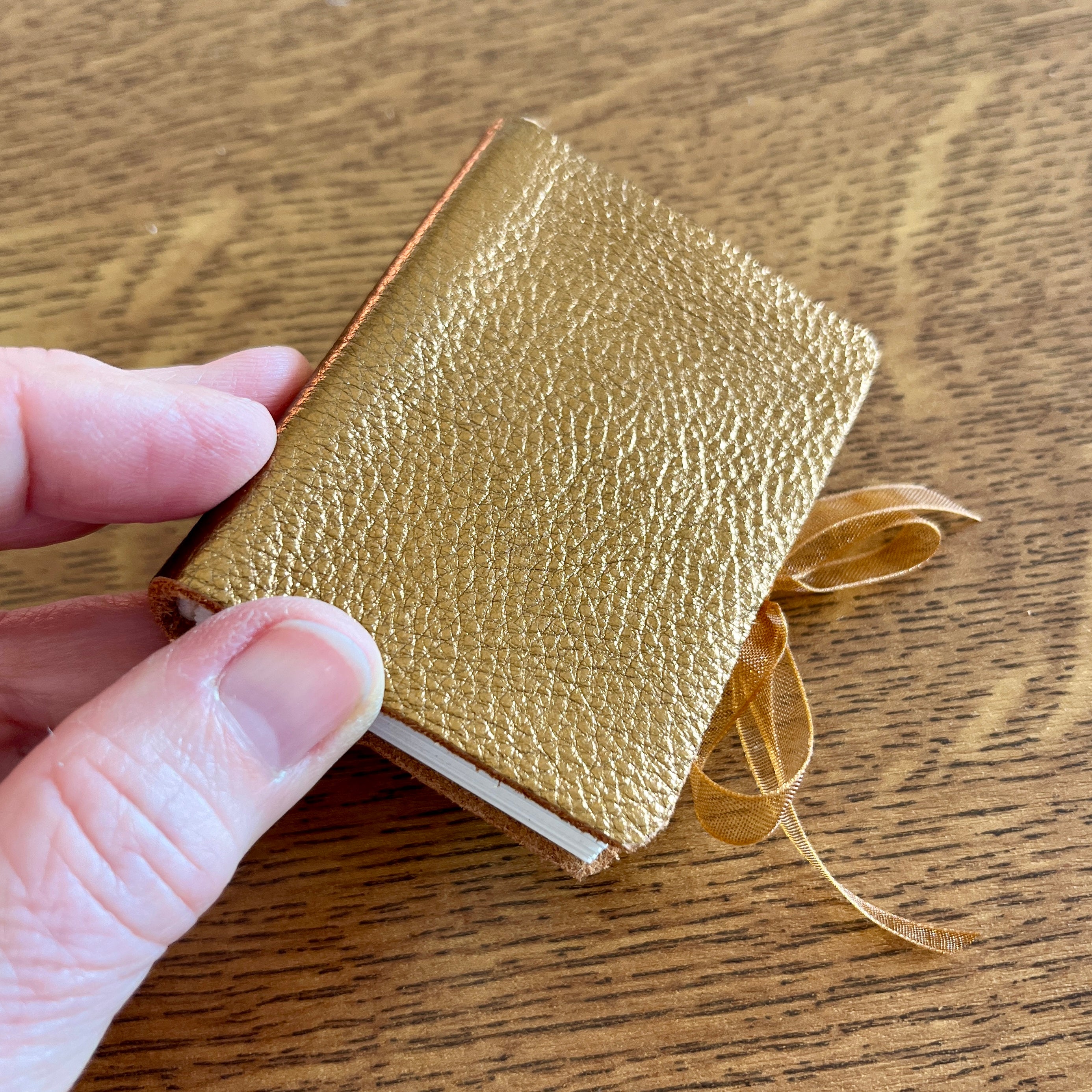 Midi handmade journal in printed metallic copper on genuine leather - blank pages