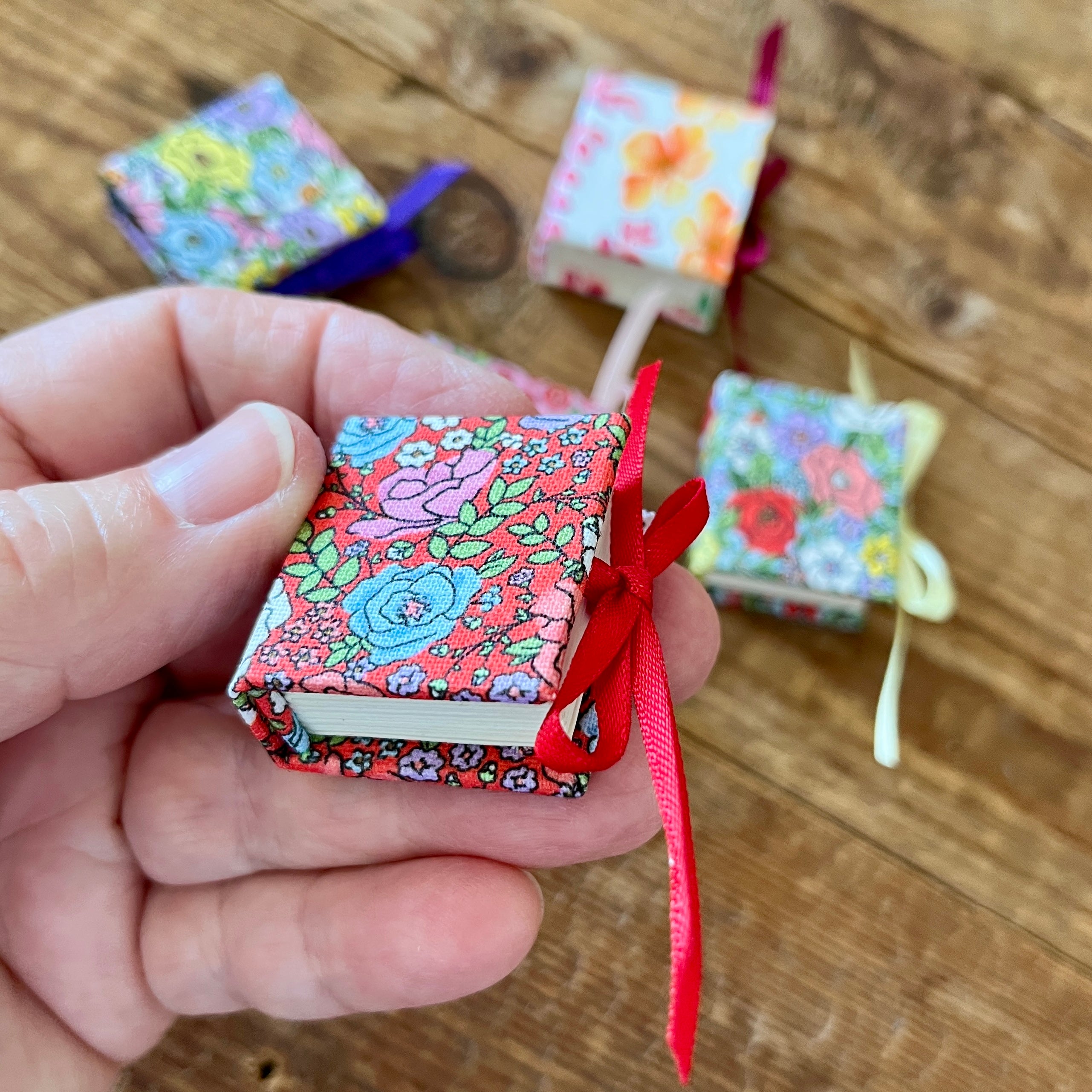 Square 1 inch handmade mini journal with fabric cover - blank pages