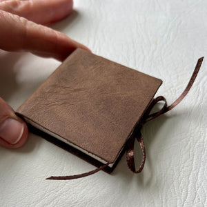 Square handmade mini journal in genuine leather - blank pages