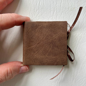 Square handmade mini journal in genuine leather - blank pages