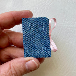 Tiny handmade mini journal in denim - blank pages