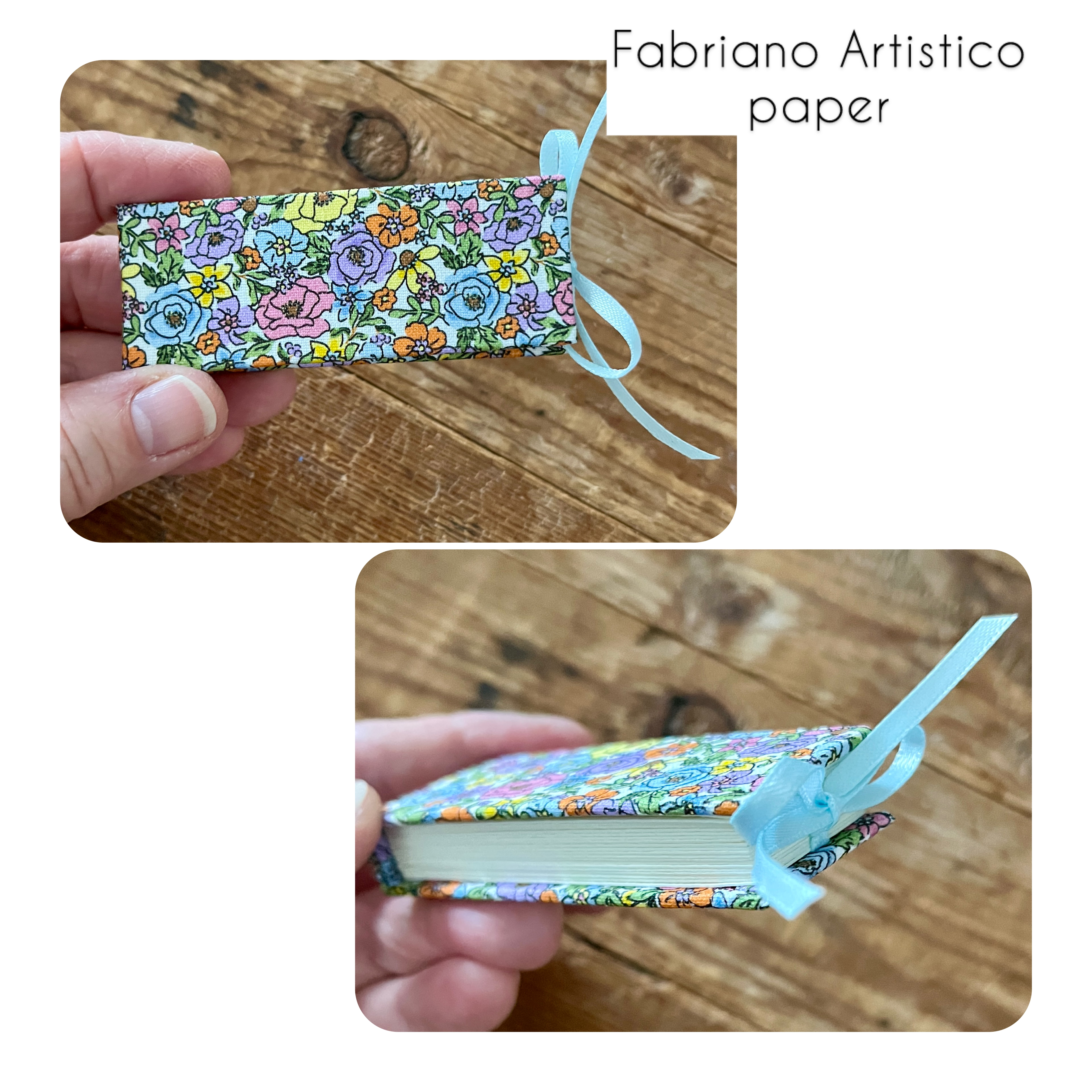 Slim handmade mini journal with fabric cover - blank pages