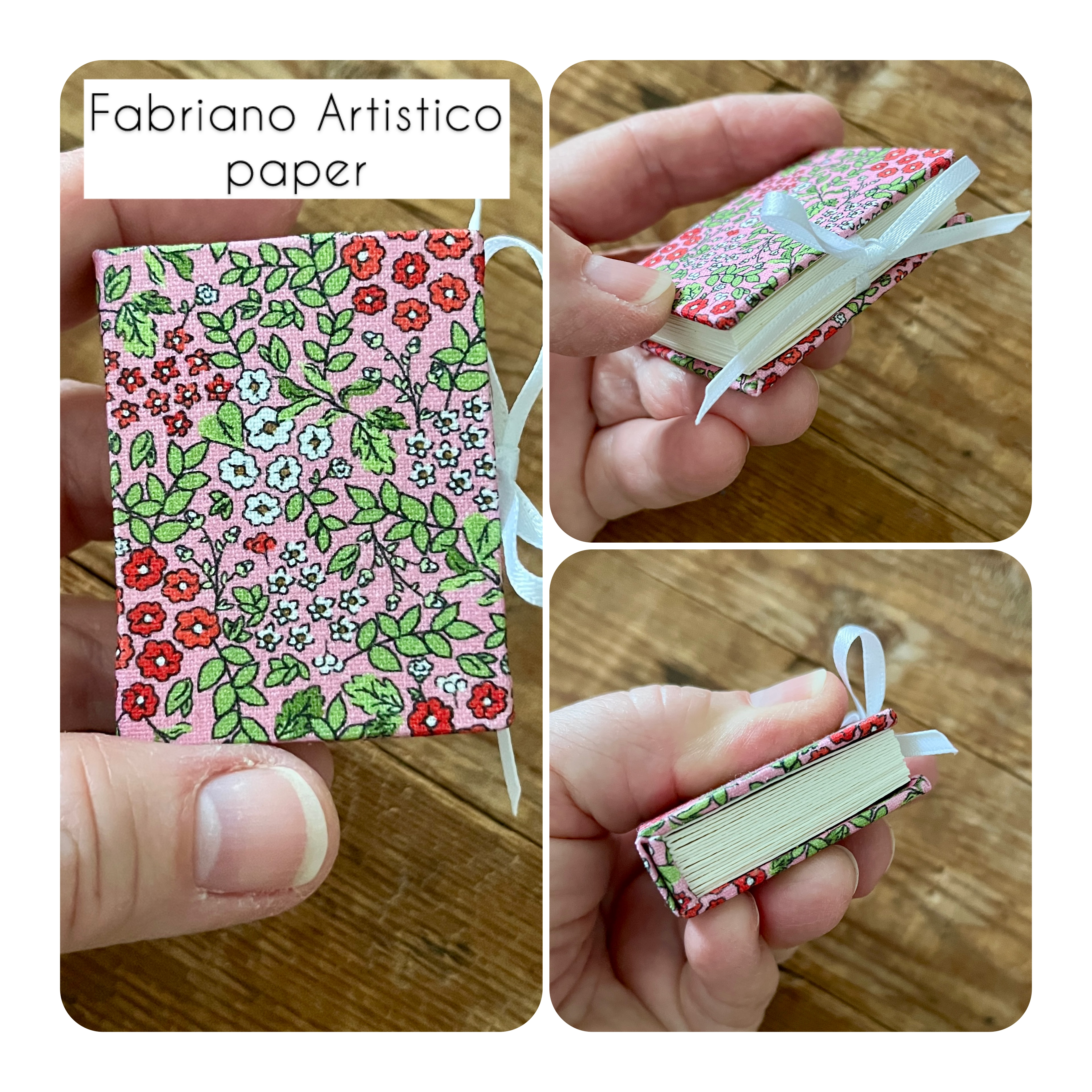 Mini handmade journal with fabric cover - blank pages