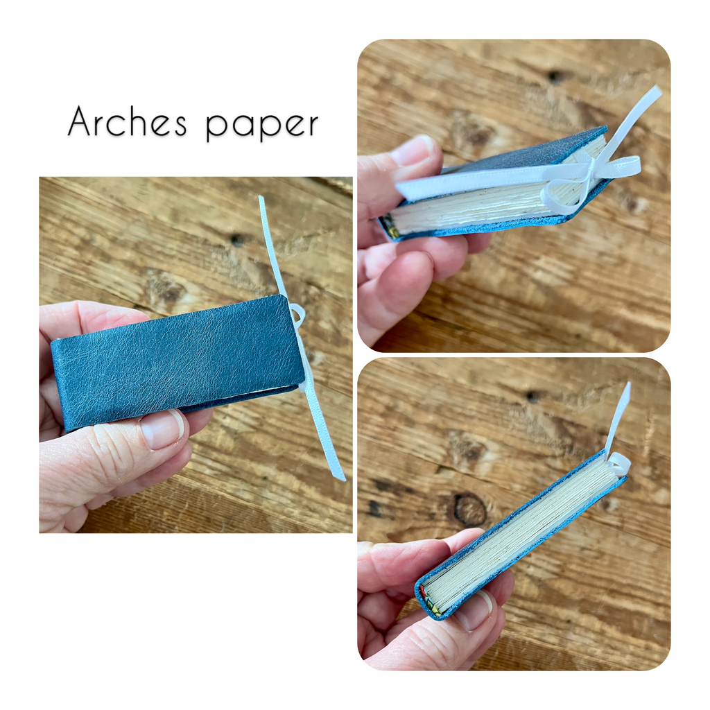 Slim handmade mini journal with genuine leather cover - blank pages