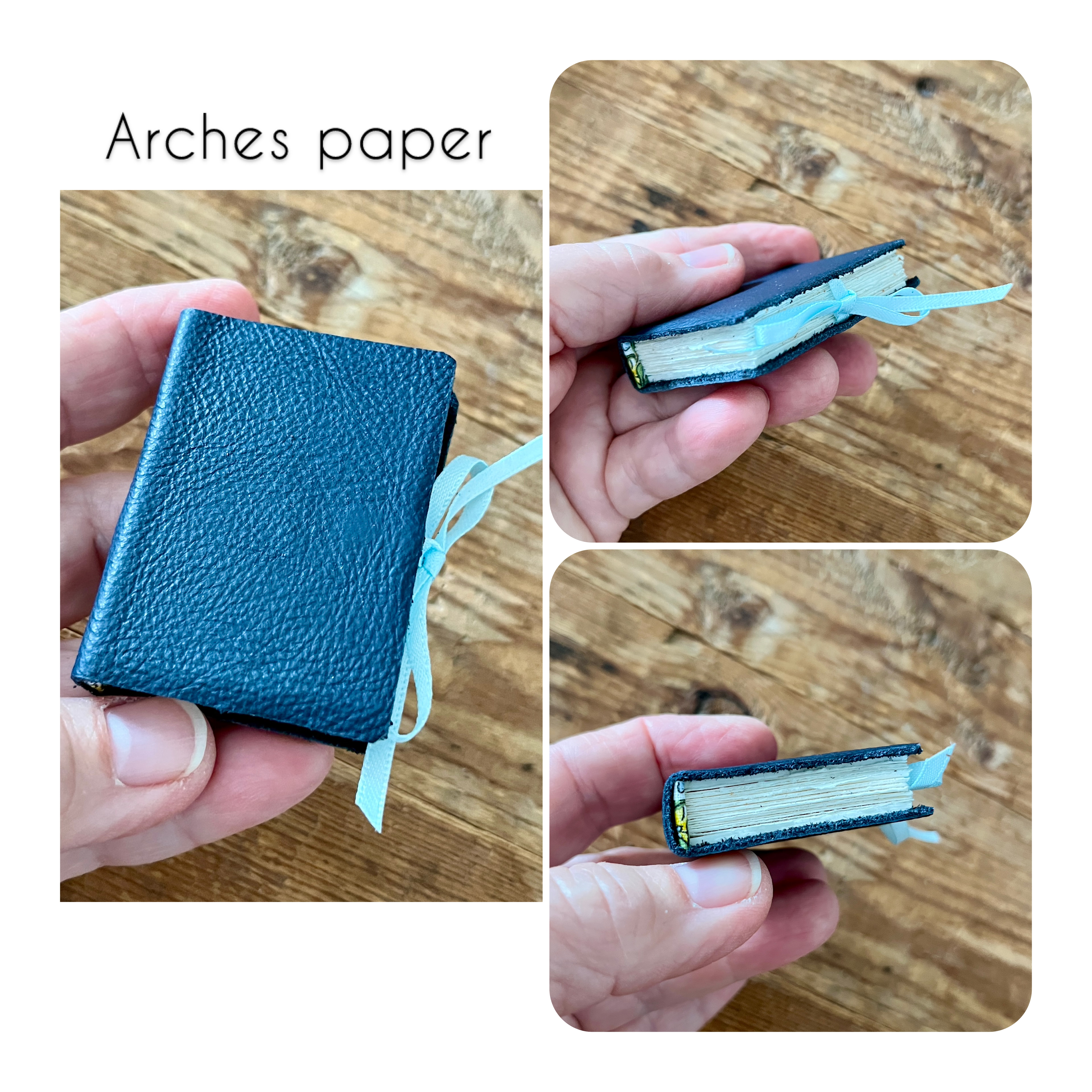 Mini handmade journal with genuine leather cover - blank pages