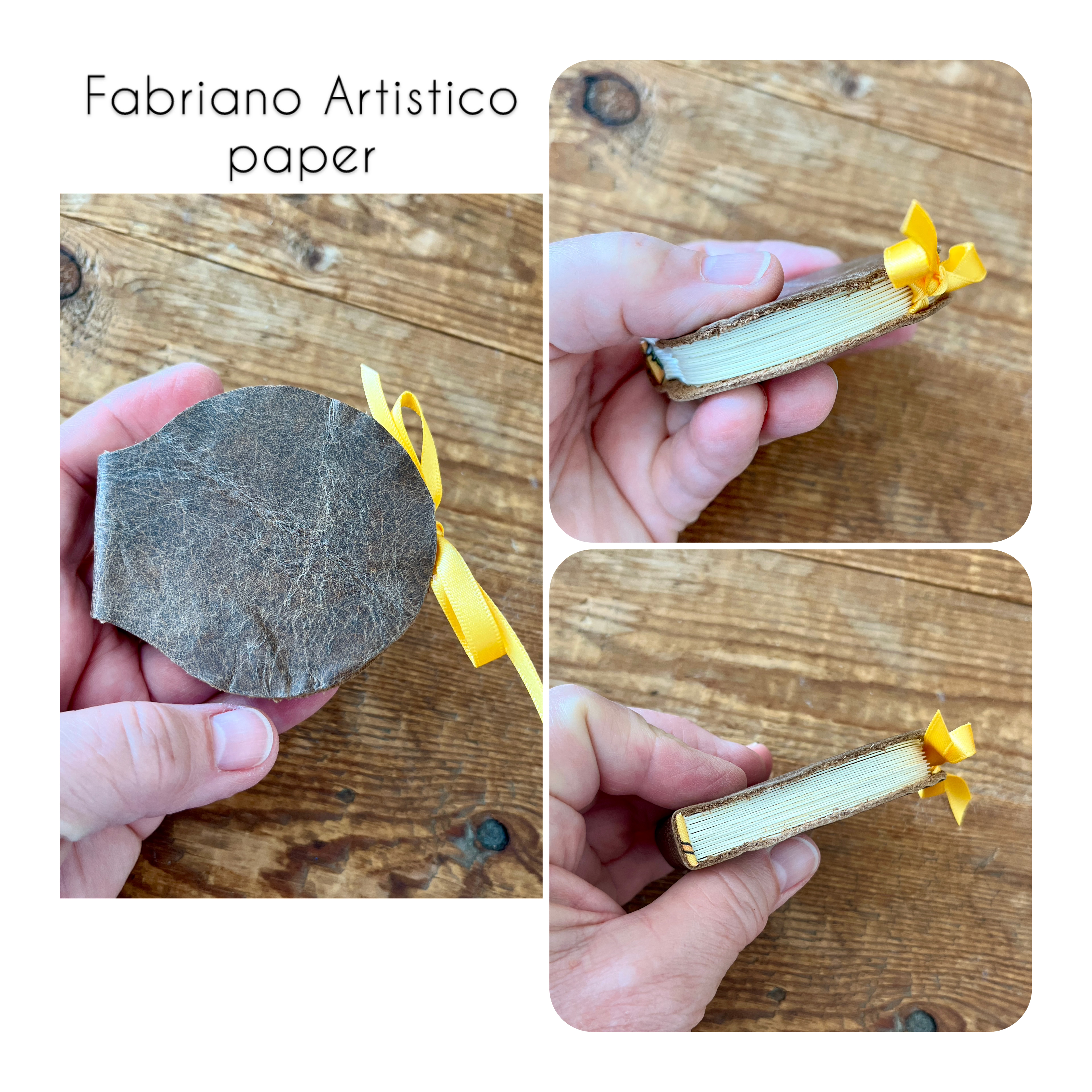 Round handmade mini journal 2.5" in vintage brown genuine leather - blank pages