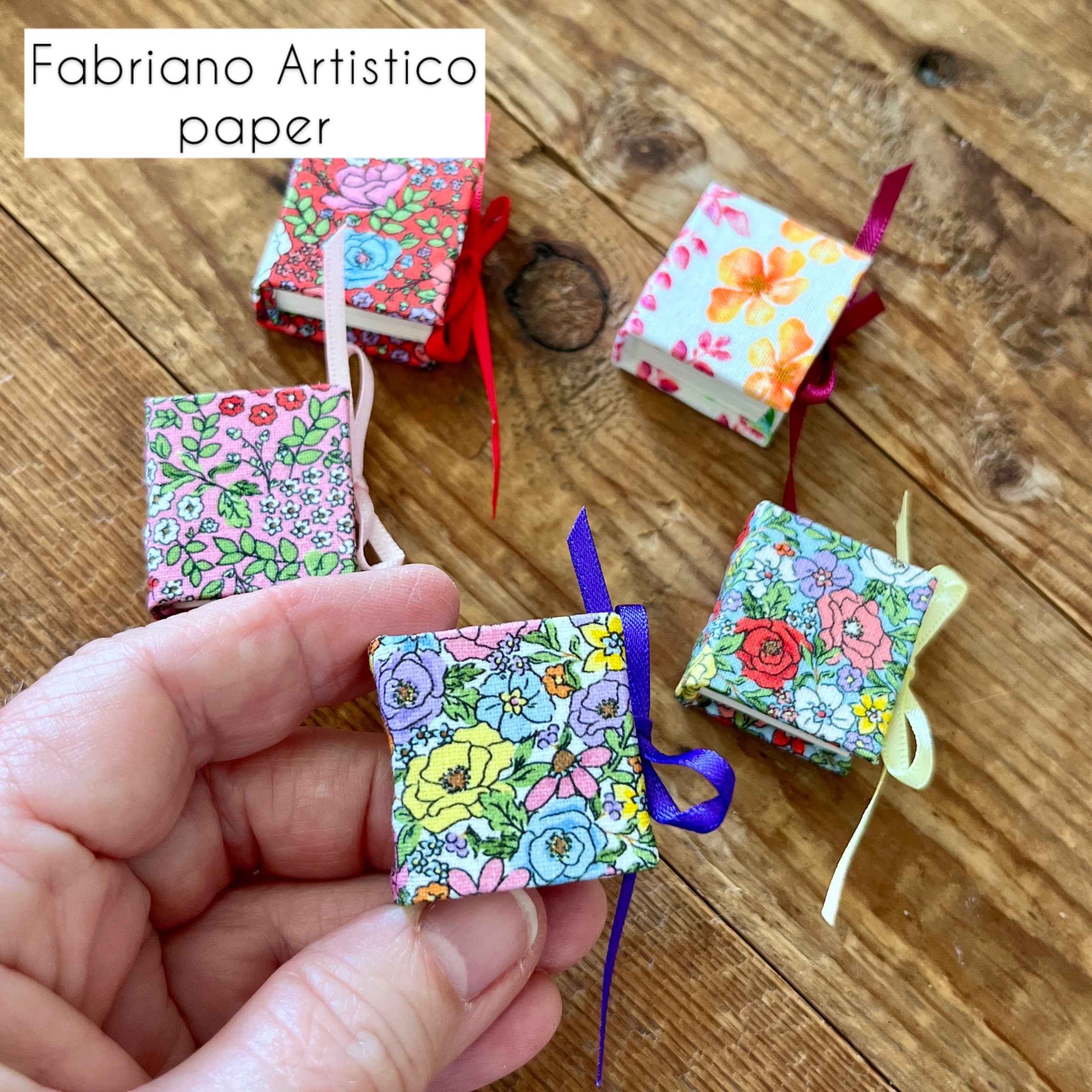 Square 1 inch handmade mini journal with fabric cover - blank pages