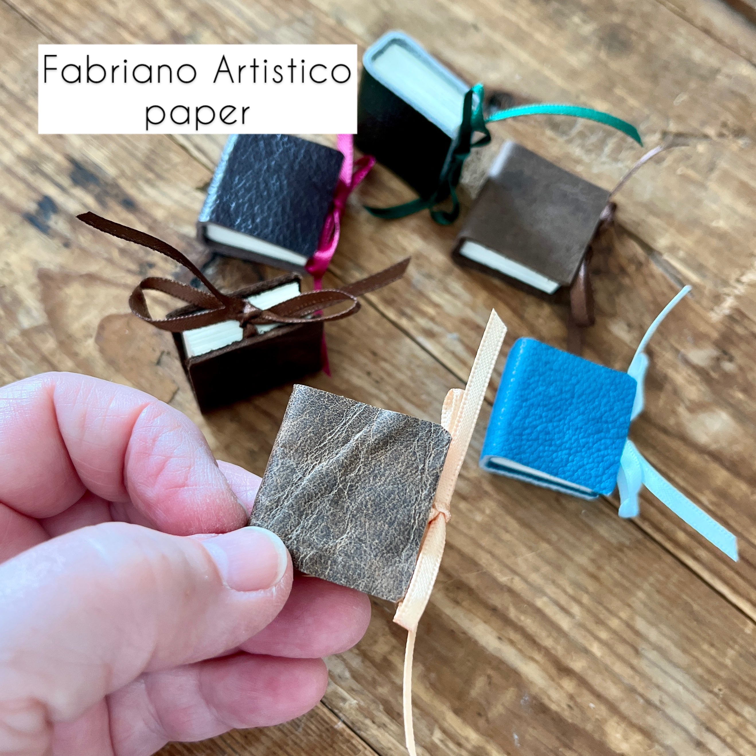 Square 1 inch handmade mini journal in genuine leather - blank pages