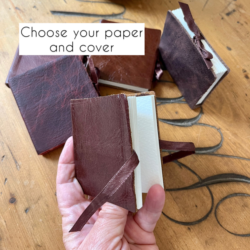 Maxi handmade mini journal in genuine leather or PVC leatherette - blank pages