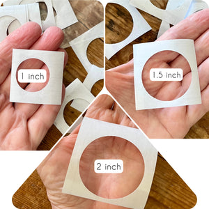 Clear tape circle template set -  1, 1.5 and 2 inch x 10 of each
