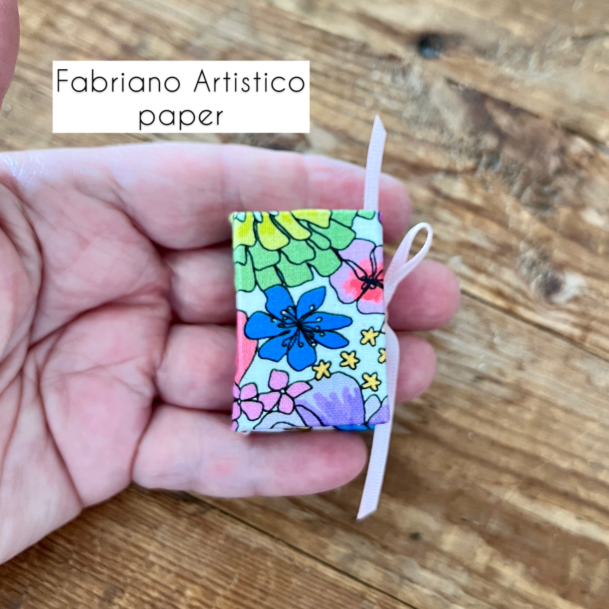 Tiny handmade mini journal with fabric cover - blank pages