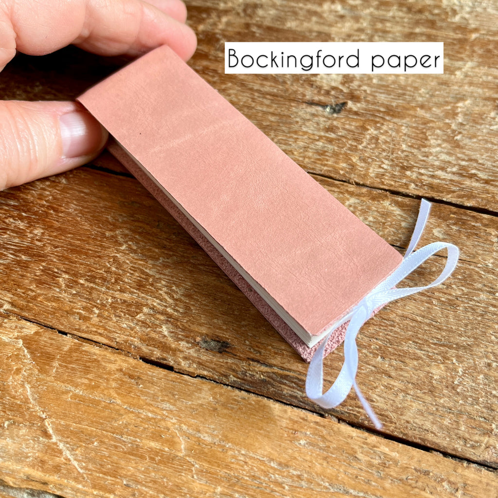 Slim handmade mini journal in pink genuine leather - blank pages