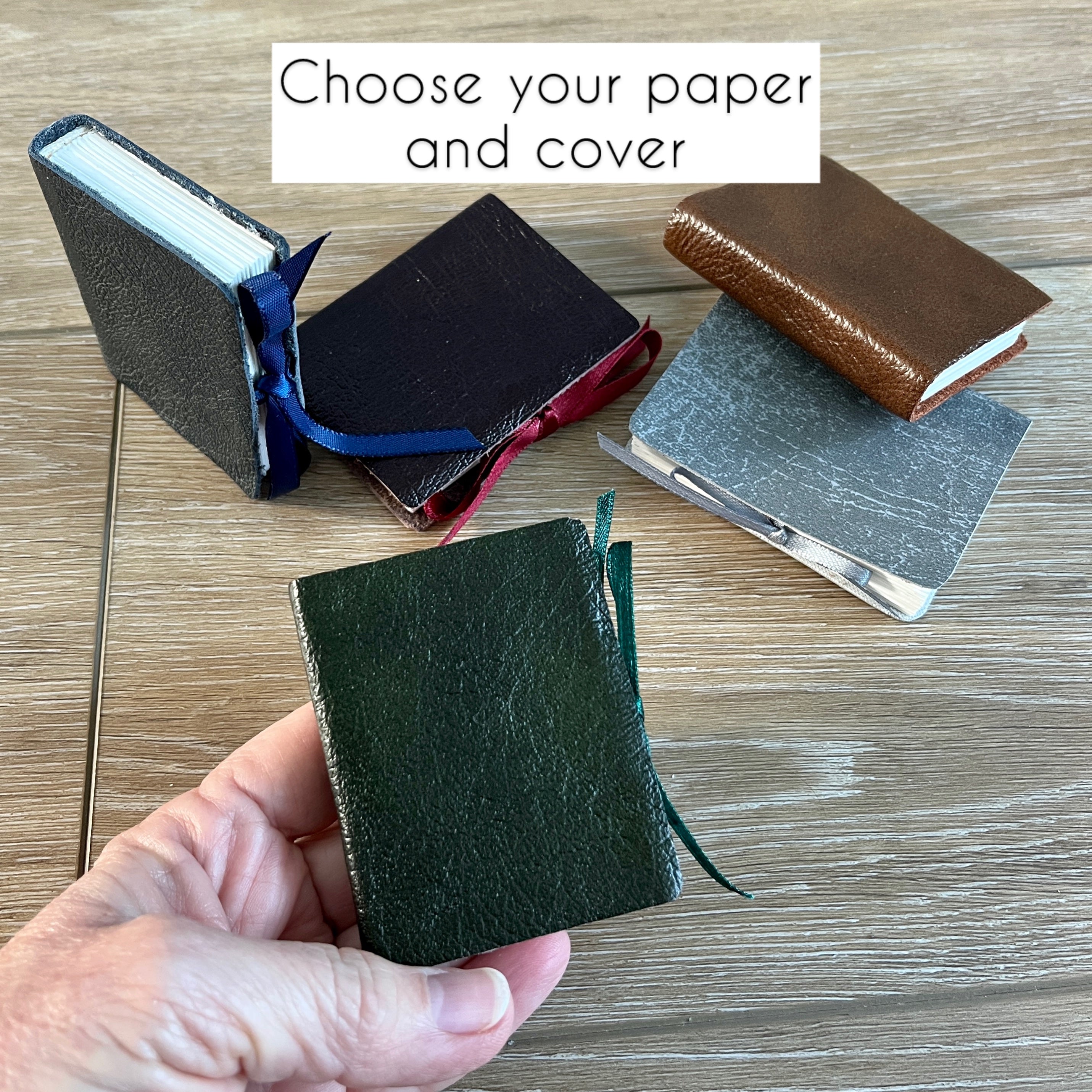 Midi handmade mini journal in genuine leather or PVC leatherette - blank pages