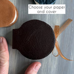 Round handmade mini journal in genuine leather or PVC leatherette 2.5" - blank pages