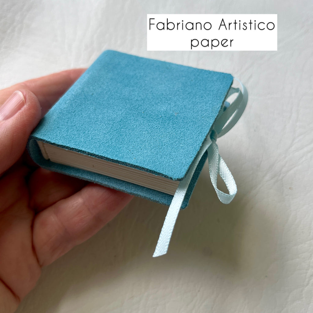 Square handmade mini journal in genuine leather - blank pages