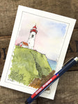 Line and wash lighthouse