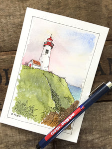 Line and wash lighthouse