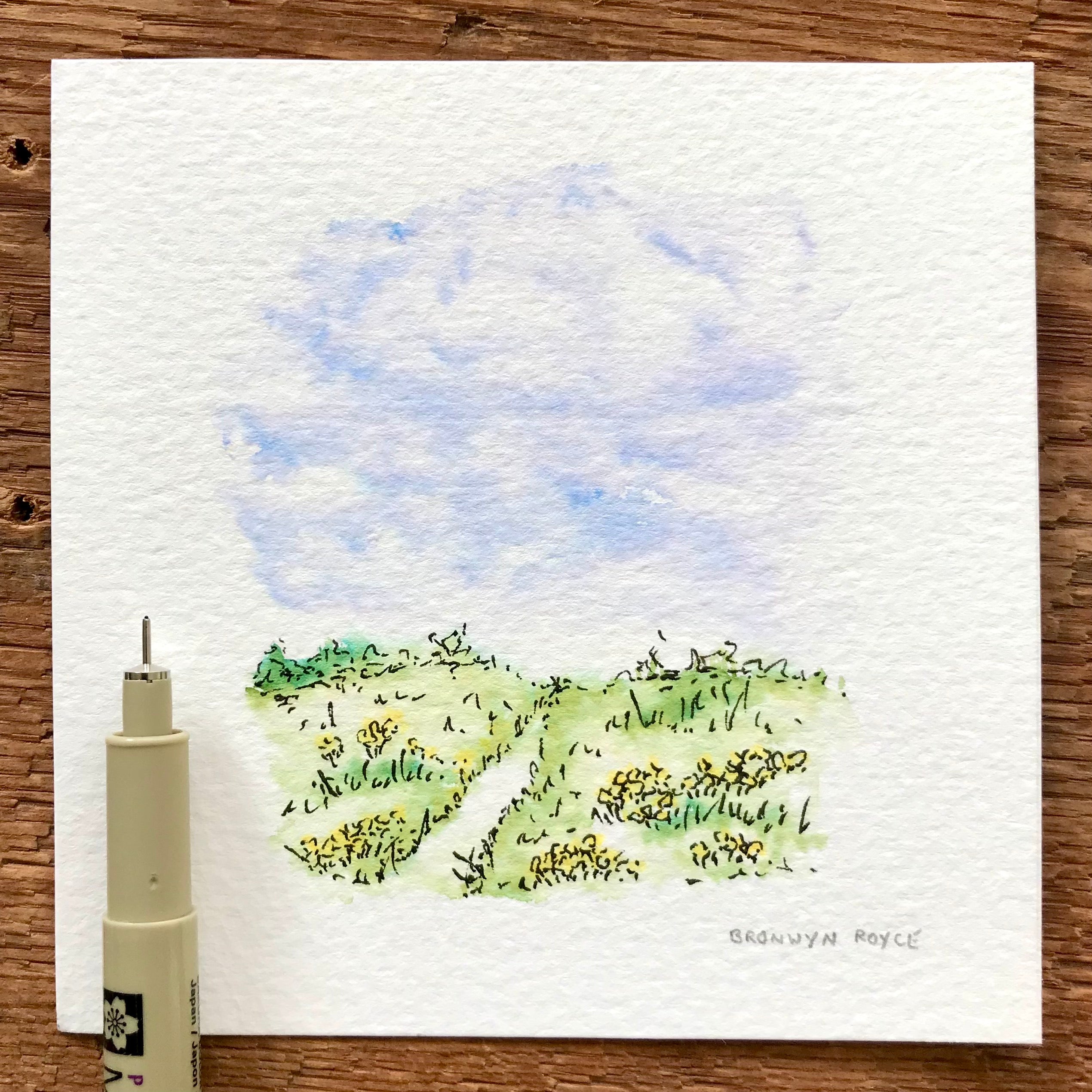 Simple brush pen landscape