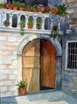 Arched wooden doors
